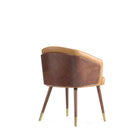 Manhattan Comfort Reeva Modern Vegan Leather Wood Dining Chair in Camel - Set of 2