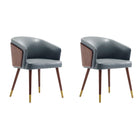 Manhattan Comfort Reeva Modern Vegan Leather Wood Dining Chair in Gray - Set of 2