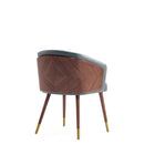 Manhattan Comfort Reeva Modern Vegan Leather Wood Dining Chair in Gray - Set of 2