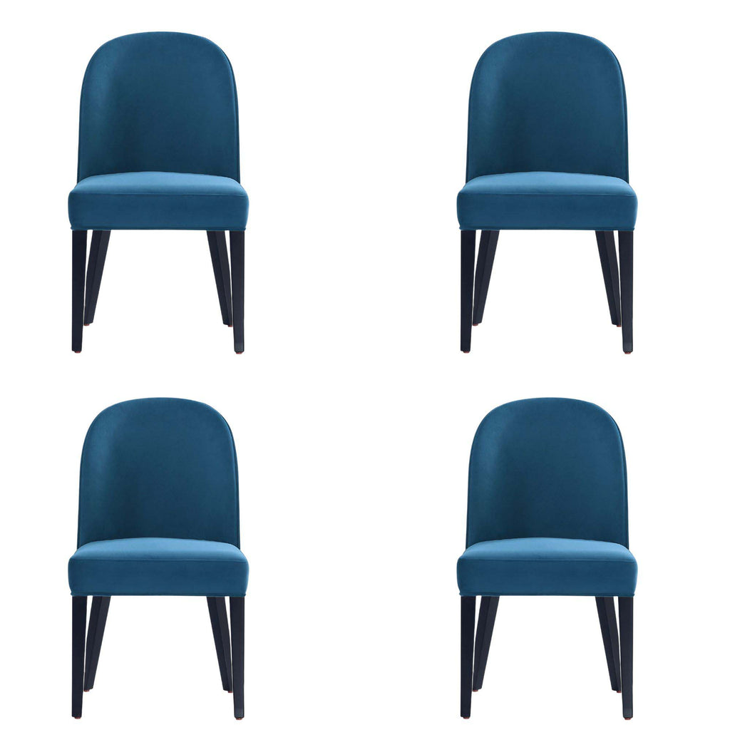 Manhattan Comfort Hillman Modern Wood Upholstered Dining Chair in Blue - Set of 4