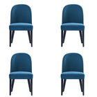 Manhattan Comfort Hillman Modern Wood Upholstered Dining Chair in Blue - Set of 4