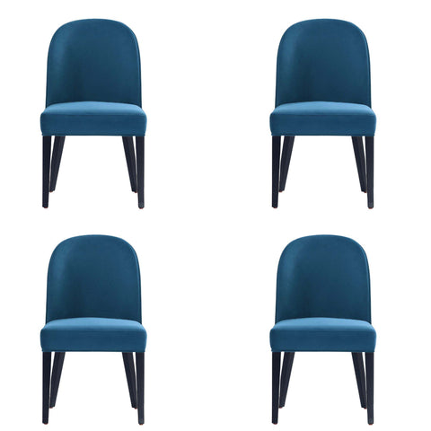 Manhattan Comfort Hillman Modern Wood Upholstered Dining Chair in Blue - Set of 4