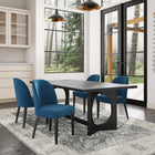Manhattan Comfort Hillman Modern Wood Upholstered Dining Chair in Blue - Set of 4