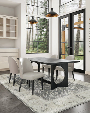 Manhattan Comfort Hillman Modern Wood Upholstered Dining Chair in Light Gray - Set of 4
