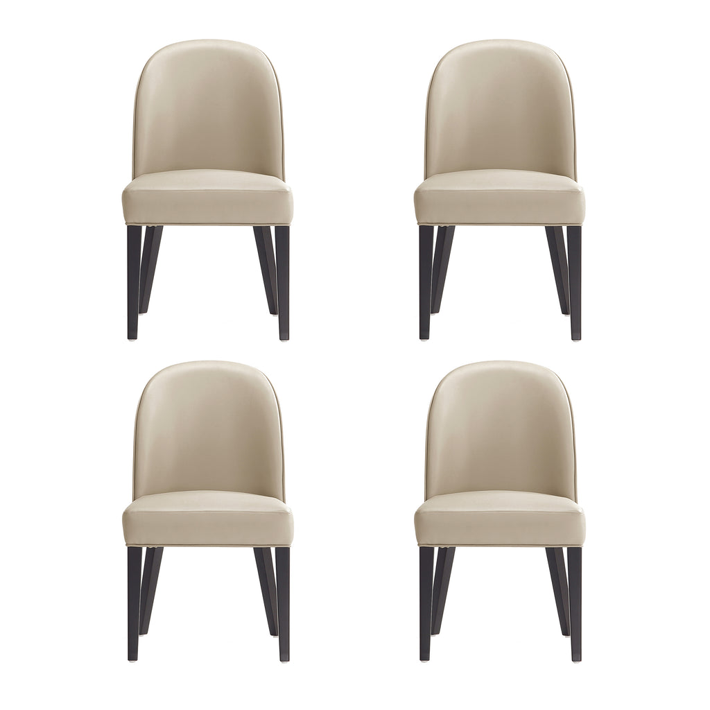Manhattan Comfort Hillman Modern Wood Upholstered Dining Chair in Sand - Set of 4