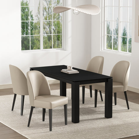 Manhattan Comfort Hillman Modern Wood Upholstered Dining Chair in Sand - Set of 4