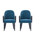 Manhattan Comfort Hillman Modern Wood Upholstered Armchair in Blue - Set of 2