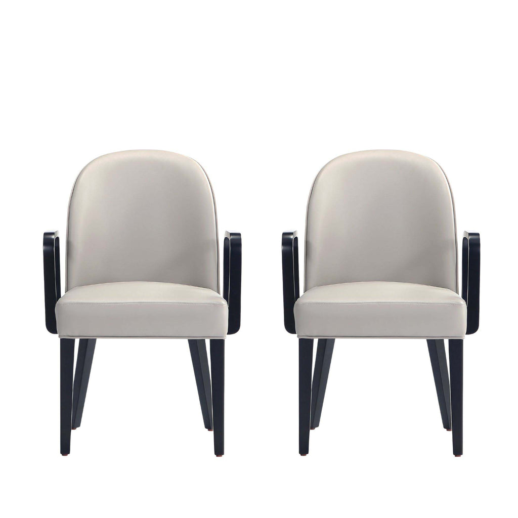 Manhattan Comfort Hillman Modern Wood Upholstered Armchair in Light Gray - Set of 2