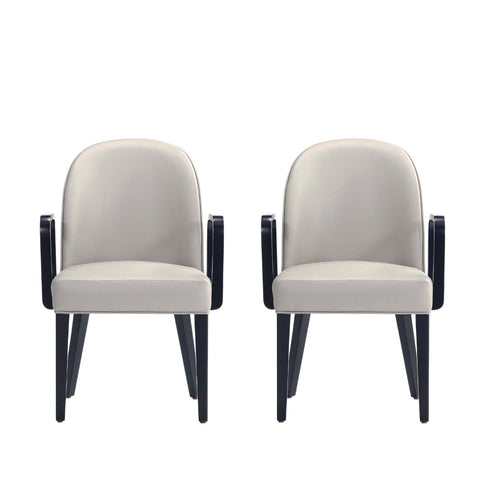Manhattan Comfort Hillman Modern Wood Upholstered Armchair in Light Gray - Set of 2