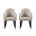 Manhattan Comfort Hillman Modern Vegan Leather and Velvet Wood Armchair in Light Gray - Set of 2