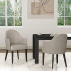Manhattan Comfort Hillman Modern Vegan Leather and Velvet Wood Armchair in Light Gray - Set of 2