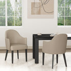 Manhattan Comfort Hillman Modern Vegan Leather and Velvet Wood Armchair in Sand - Set of 2