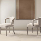 Manhattan Comfort Palmer Mid-Century Modern Tweed Upholstered Armchair in Gold Dust - Set of 2