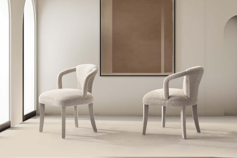 Manhattan Comfort Palmer Mid-Century Modern Tweed Upholstered Armchair in Gold Dust - Set of 2
