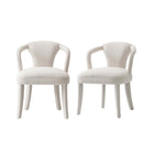 Manhattan Comfort Palmer Mid-Century Modern Tweed Upholstered Armchair in Ivory - Set of 2