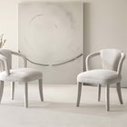 Manhattan Comfort Palmer Mid-Century Modern Tweed Upholstered Armchair in Ivory - Set of 2
