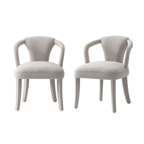 Manhattan Comfort Palmer Mid-Century Modern Tweed Upholstered Armchair in Silver Lining - Set of 2