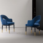 Manhattan Comfort Carrington Modern Glam Velvet Upholstered Armchair in Midnight Blue - Set of 2