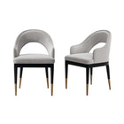 Manhattan Comfort Carrington Modern Glam Velvet Upholstered Armchair in Light Gray - Set of 2
