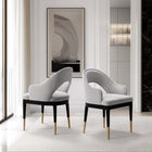 Manhattan Comfort Carrington Modern Glam Velvet Upholstered Armchair in Light Gray - Set of 2