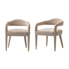 Manhattan Comfort Aspen Mid-Century Modern Tweed Upholstered Armchair in Gold Dust - Set of 2