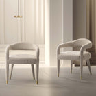 Manhattan Comfort Aspen Mid-Century Modern Tweed Upholstered Armchair in Gold Dust - Set of 2
