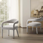 Manhattan Comfort Aspen Mid-Century Modern Tweed Upholstered Armchair in Silver Lining - Set of 2