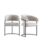 Manhattan Comfort Augusta Modern Vegan Leather Metal Dining Chair in Light Gray - Set of 2