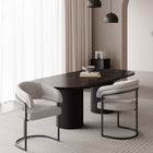 Manhattan Comfort Augusta Modern Vegan Leather Metal Dining Chair in Light Gray - Set of 2