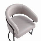 Manhattan Comfort Augusta Modern Vegan Leather Metal Dining Chair in Light Gray - Set of 2