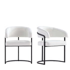 Manhattan Comfort Augusta Modern Vegan Leather Metal Dining Chair in White - Set of 2