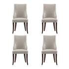 Manhattan Comfort Connie Modern Vegan Leather and Velvet Wood Dining Chair in Light Gray - Set of 4