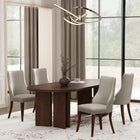 Manhattan Comfort Connie Modern Vegan Leather and Velvet Wood Dining Chair in Light Gray - Set of 4