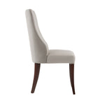 Manhattan Comfort Connie Modern Vegan Leather and Velvet Wood Dining Chair in Light Gray - Set of 4