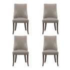 Manhattan Comfort Connie Modern Vegan Leather and Velvet Wood Dining Chair in Taupe - Set of 4