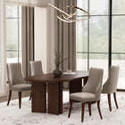 Manhattan Comfort Connie Modern Vegan Leather and Velvet Wood Dining Chair in Taupe - Set of 4