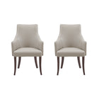 Manhattan Comfort Connie Modern Vegan Leather and Velvet Wood Armchair in Light Gray - Set of 2
