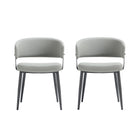 Manhattan Comfort Luce Modern Textured Vegan Leather Metal Dining Chair in Stone Gray - Set of 2