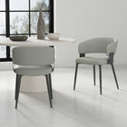 Manhattan Comfort Luce Modern Textured Vegan Leather Metal Dining Chair in Stone Gray - Set of 2