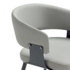 Manhattan Comfort Luce Modern Textured Vegan Leather Metal Dining Chair in Stone Gray - Set of 2