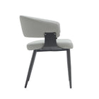 Manhattan Comfort Luce Modern Textured Vegan Leather Metal Dining Chair in Stone Gray - Set of 2