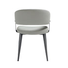 Manhattan Comfort Luce Modern Textured Vegan Leather Metal Dining Chair in Stone Gray - Set of 2