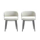 Manhattan Comfort Luce Modern Textured Vegan Leather Metal Dining Chair in Oatmeal - Set of 2
