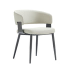 Manhattan Comfort Luce Modern Textured Vegan Leather Metal Dining Chair in Oatmeal - Set of 2
