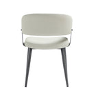 Manhattan Comfort Luce Modern Textured Vegan Leather Metal Dining Chair in Oatmeal - Set of 2