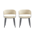 Manhattan Comfort Luce Modern Textured Vegan Leather Metal Dining Chair in Sand - Set of 2