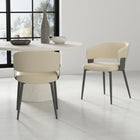Manhattan Comfort Luce Modern Textured Vegan Leather Metal Dining Chair in Sand - Set of 2