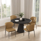 Manhattan Comfort Kirsten Modern Vegan Leather Metal Dining Chair in Camel - Set of 4
