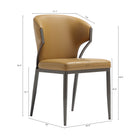 Manhattan Comfort Kirsten Modern Vegan Leather Metal Dining Chair in Camel - Set of 4