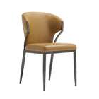 Manhattan Comfort Kirsten Modern Vegan Leather Metal Dining Chair in Camel - Set of 4
